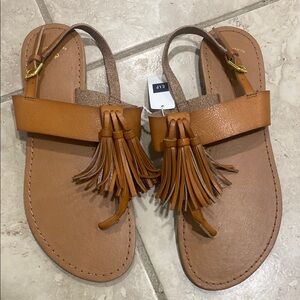 GAP Brown Leather Sandals with Tassels NWT size 8